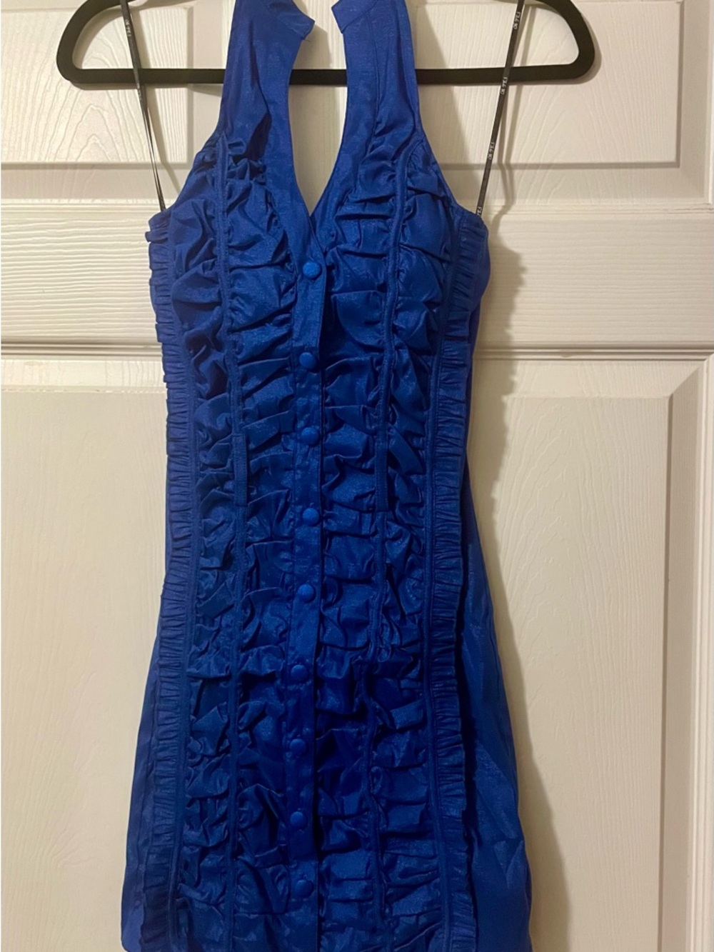 Royal Blue Ruffle Halter Dress